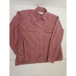 Eddie Bauer Button Down Shirt Mens Tall Large LS Red Classic Outdoor Pocket